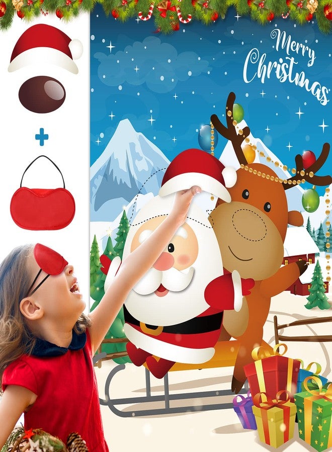 Faccito Christmas Party Games, Pin The Nose on The Reindeer and Pin The Hat on The Santa Christmas Party Decor with Blindfolds and Stickers for Kids Adults Xmas New Year Holiday Families Activities Games - Image 1